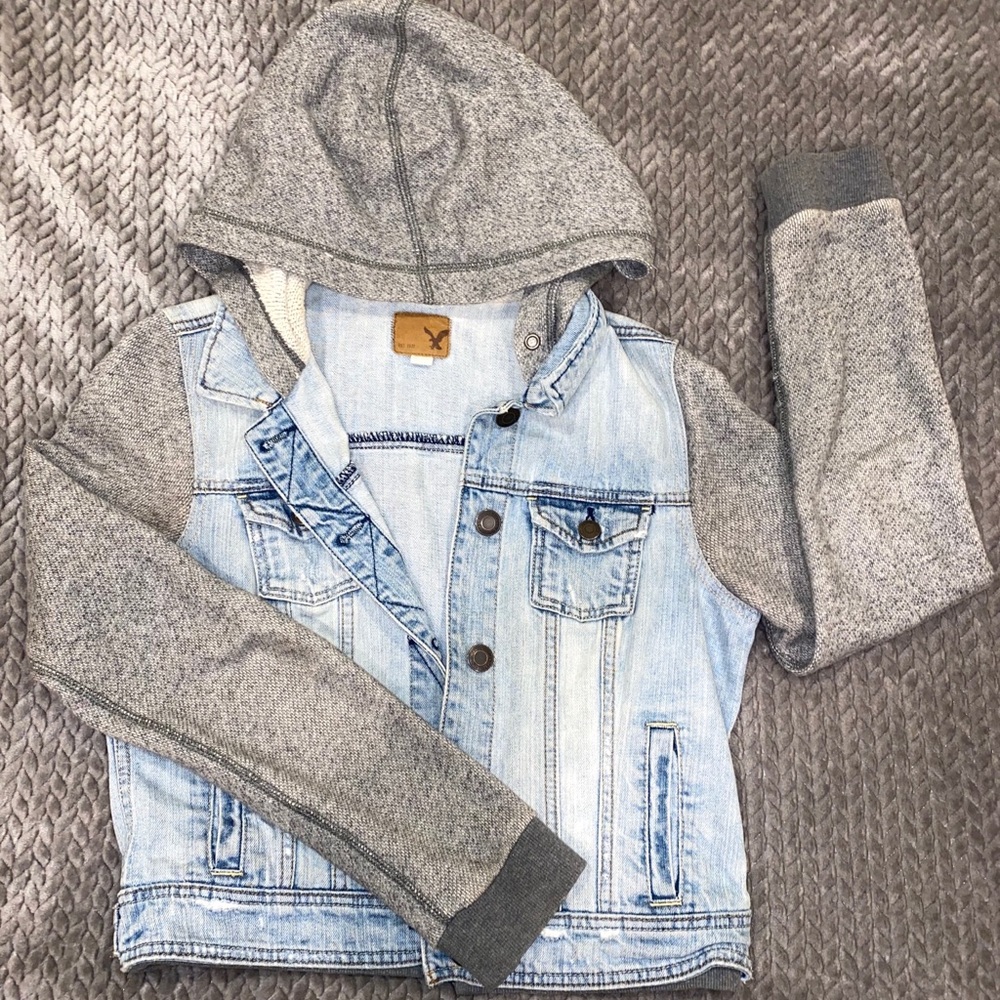 American Eagle Hoodie Jean Jacket